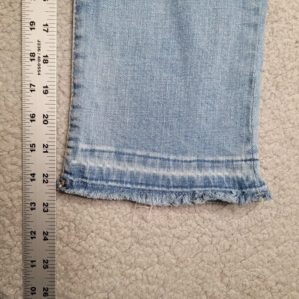 Polo Ralph Lauren Jeans Girl Large 12-14 Chrystie Kick Flare Crop Raw Hem Blue